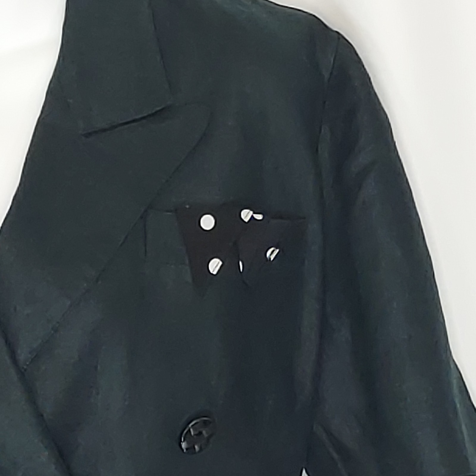 Linen Suit Double Breasted Jacket Blazer Pencil Skirt Off Black Green Vintage