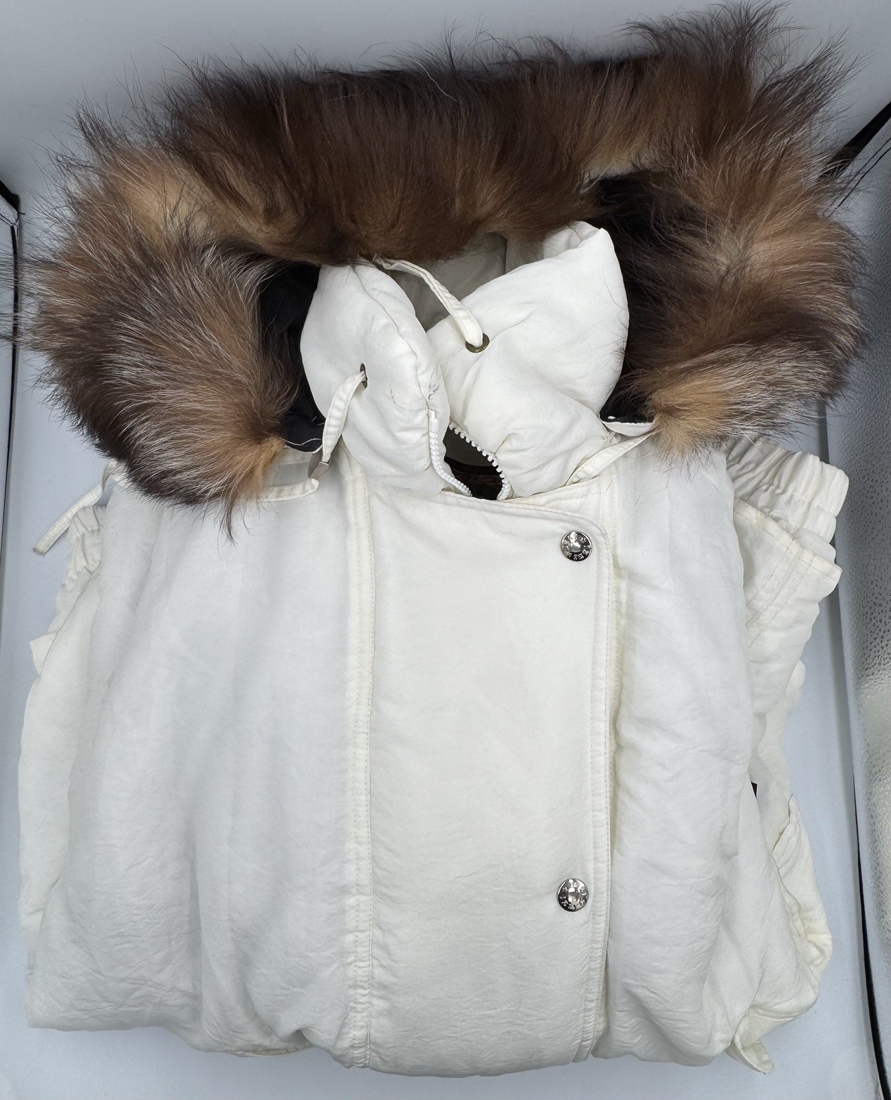 Vintage Innovations By Izzi Ski Jacket W/Genuine Fox Tail Fur Very Rare White
