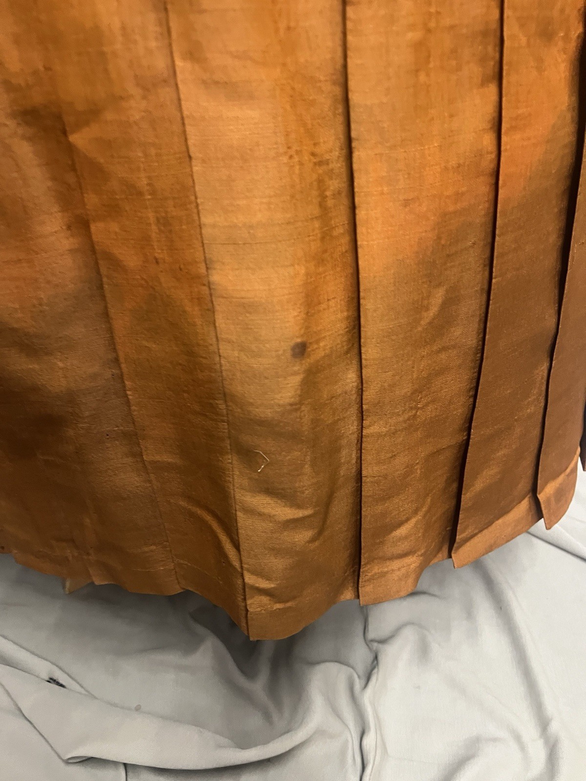 1870’s Copper Silk & Turquoise Velvet Bustle Day Dress