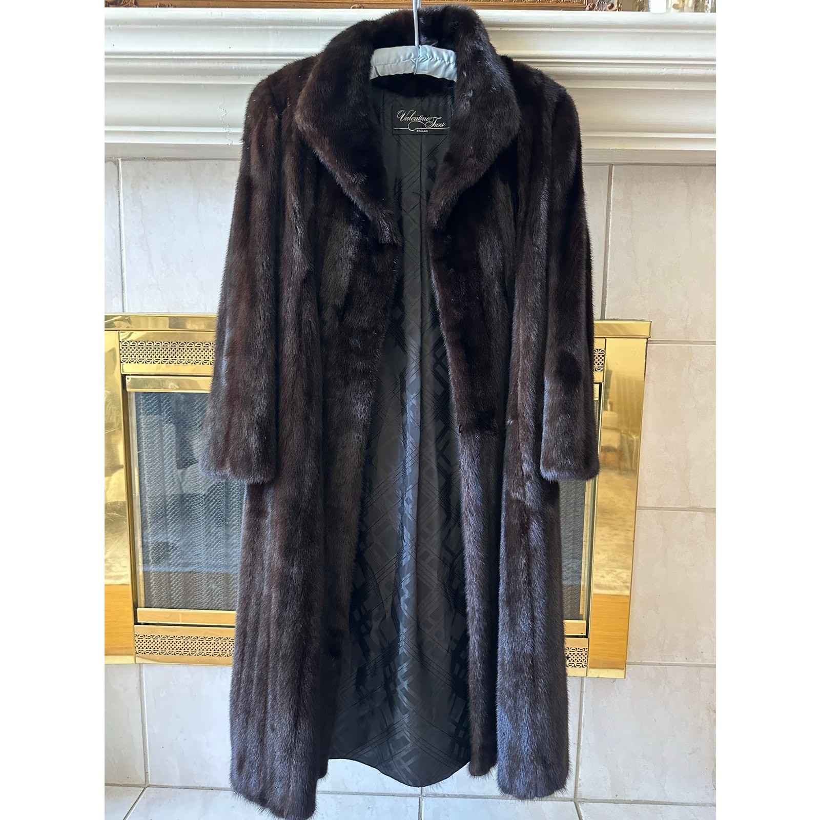 Valentine Furs Dallas vintage Blackglama dark real mink full length fur coat