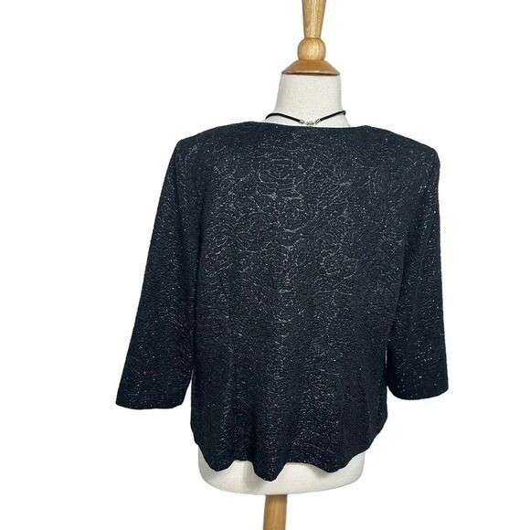 Alex Evenings 2 Piece Jacket Set XXL Black Floral Textured Metallic Formal