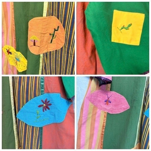 Vintage Handmade Patchwork Maxi Dress Embroidered Art to Wear Multicolor Kaftan