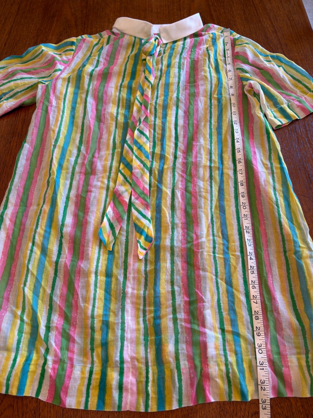 Vintage 60s Handmade Circus Rainbow stripe Parachute Dress Sheer L Needs TLC