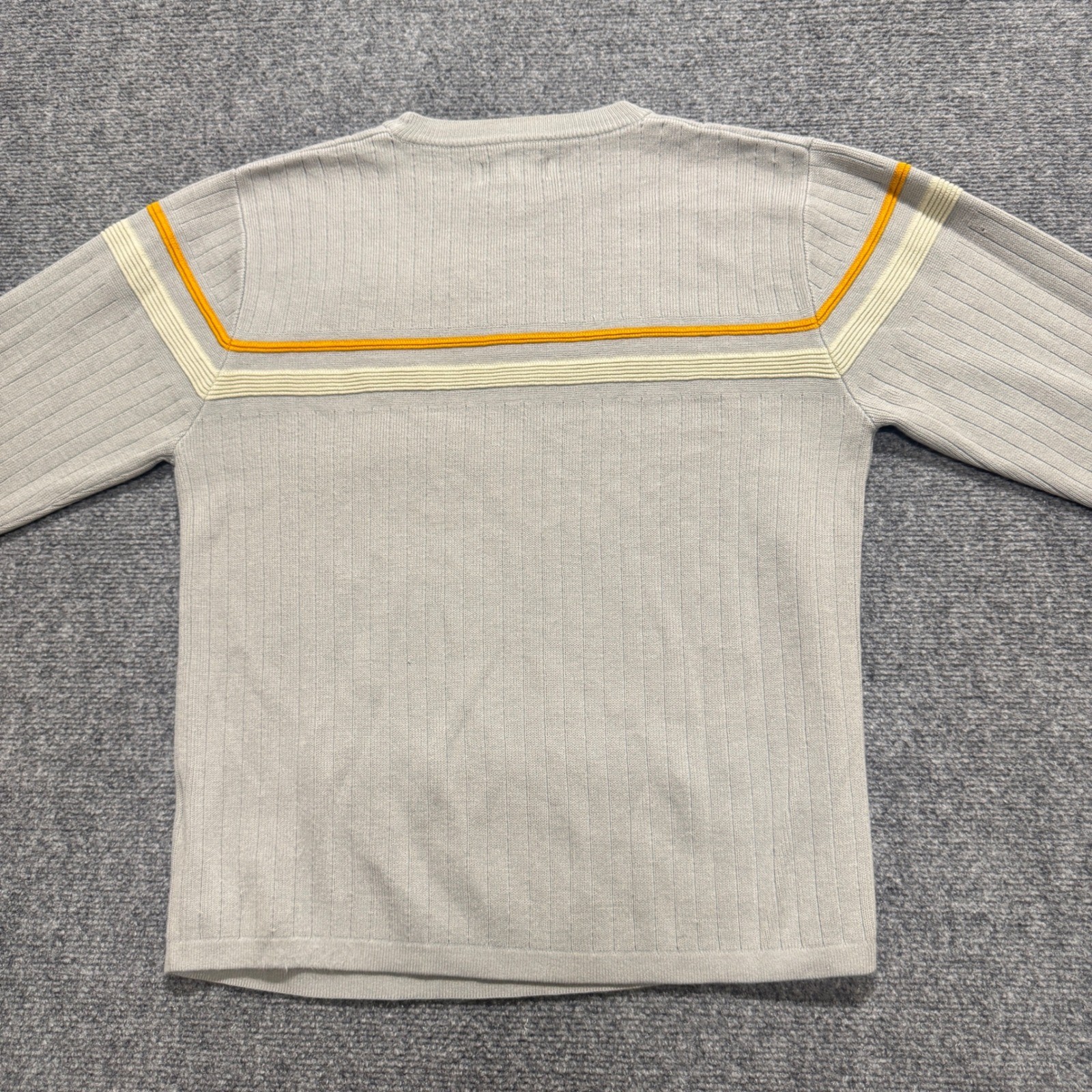 VTG Unionbay Striped Pullocer Sweater Womens S Gray Yellow Y2K Cotton Blend