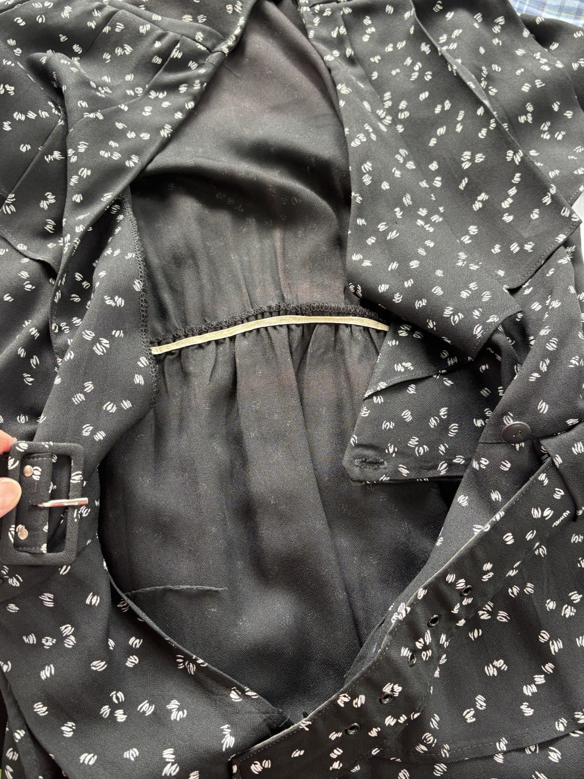 VTG Black Dress OOPS CALIFORNIA 80s does 40s Peplum Belt Sz 7/8 36x28x36&Prime;