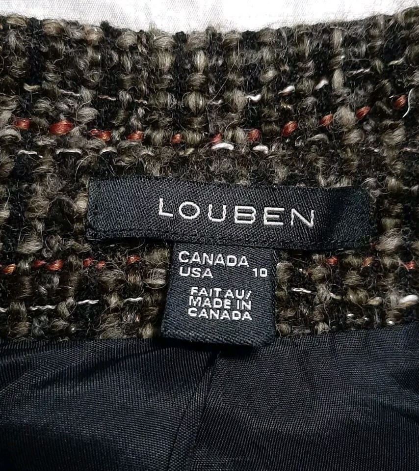 VTG Louben Sz10 Tweed Boucle Wool Blend Cape Blazer Metallic Thread Earthtones