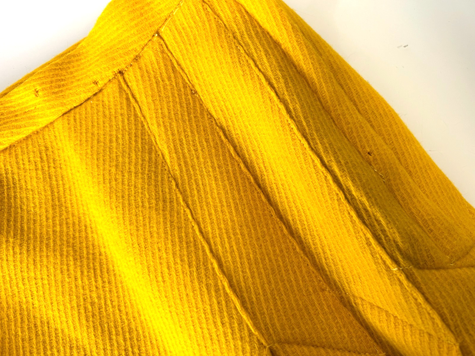 60s Wool Skirt & Cape Set Size Small Yellow Ribbed Lined Covered Button Placket