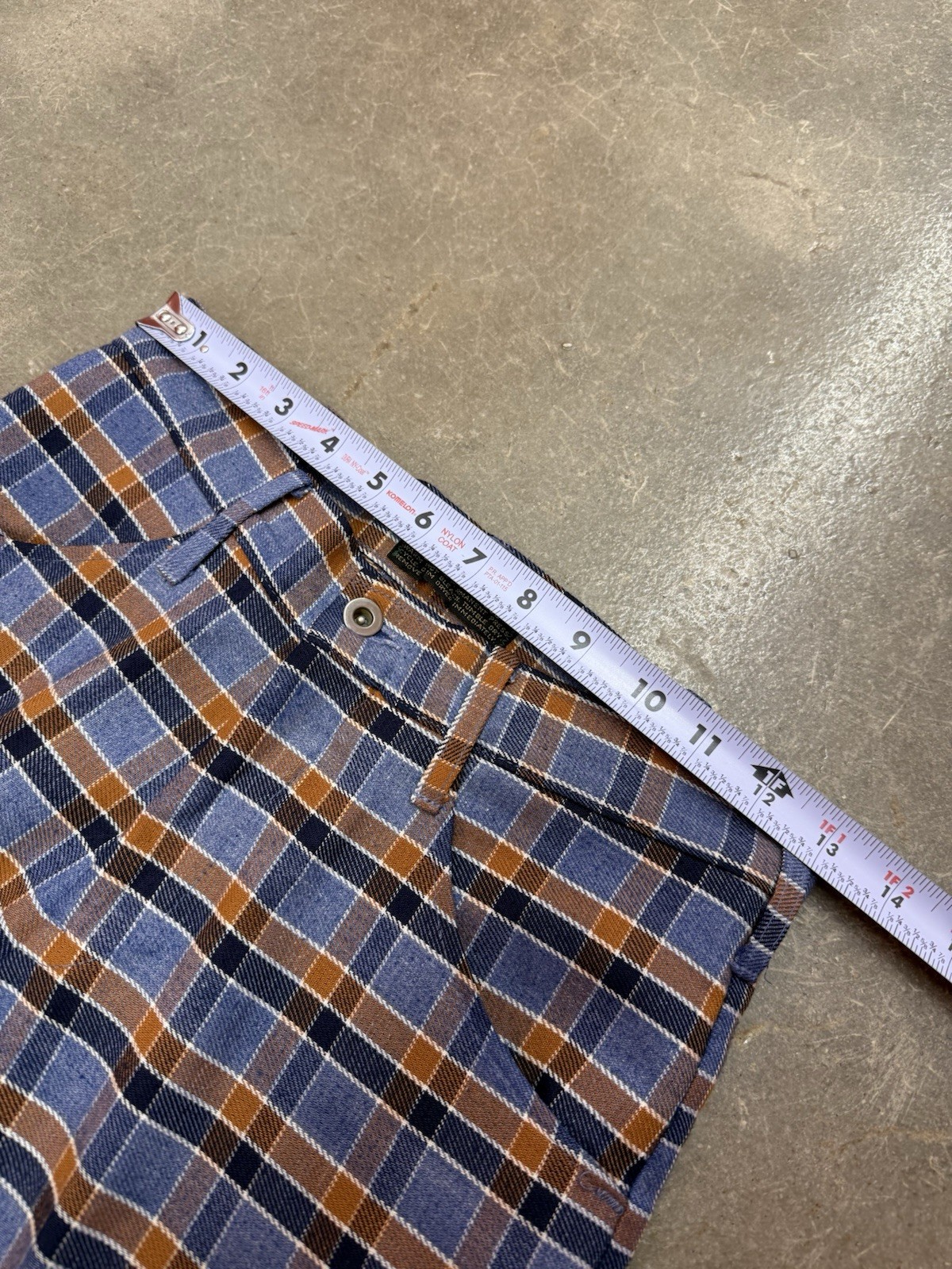 Vintage 60s 70s Super Bell Bottoms Plaid Flare Leg Hip Hugger Boho Size 26×33
