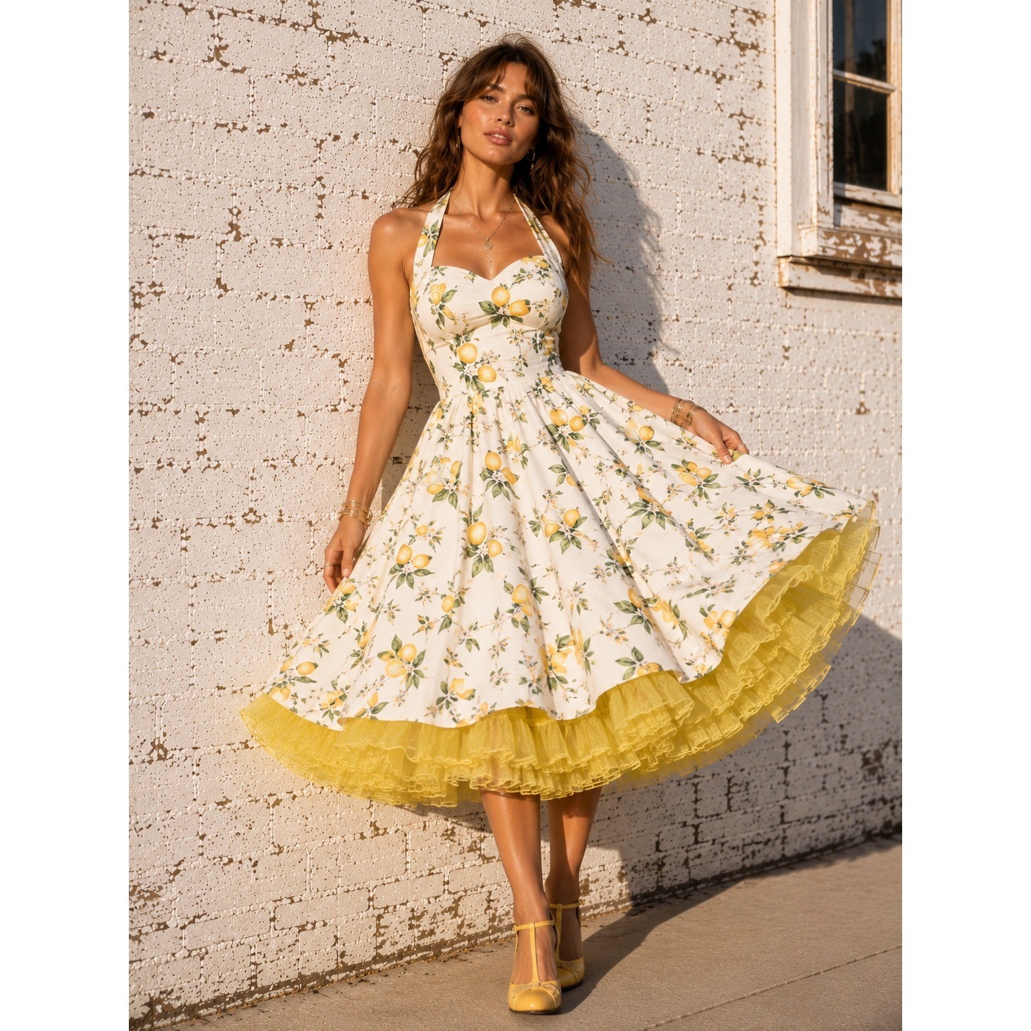 Vintage Malco Modes Yellow Nylon Petticoat Crinoline Rockabilly Skirt Large