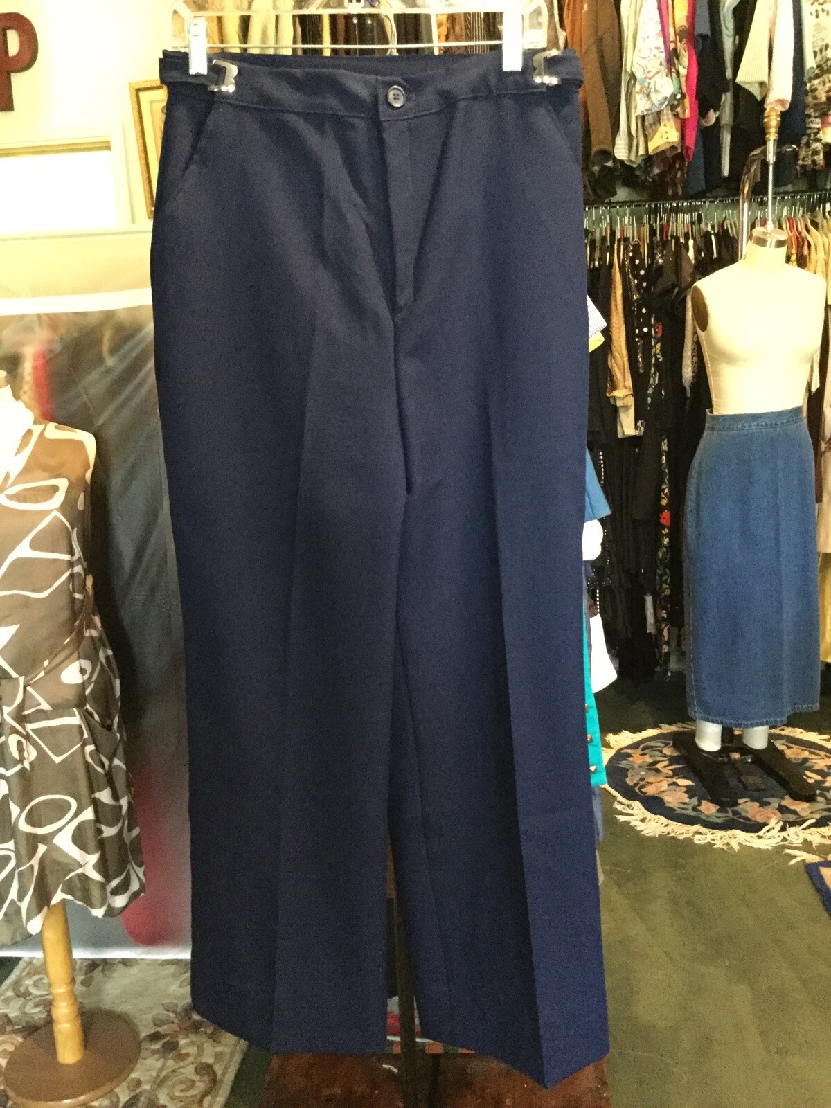 VTG Montgomery Wards Womens Navy Pants Straight Leg High Waist Sz 18 W36 X 28.5