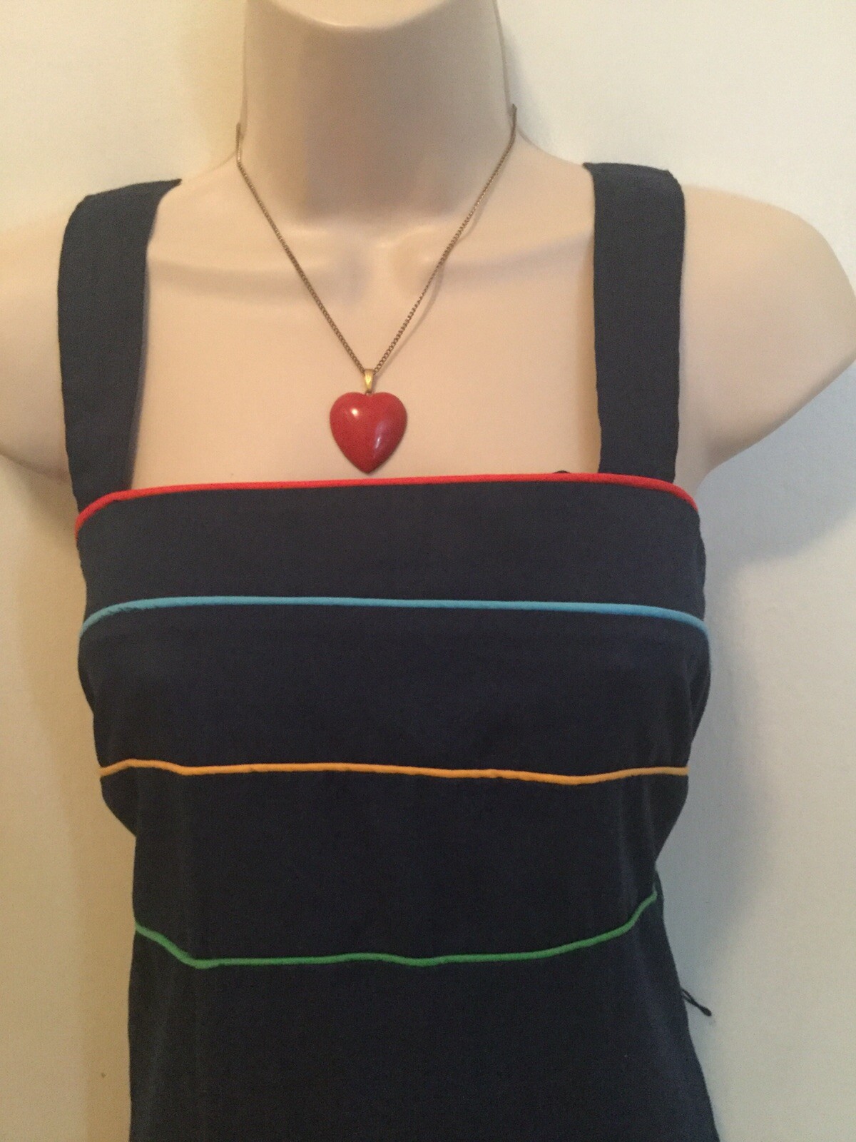 1980s Summer Strap Navy Red yellow Green Stripe Rave Maxi Poly Summer Camp Y2K M