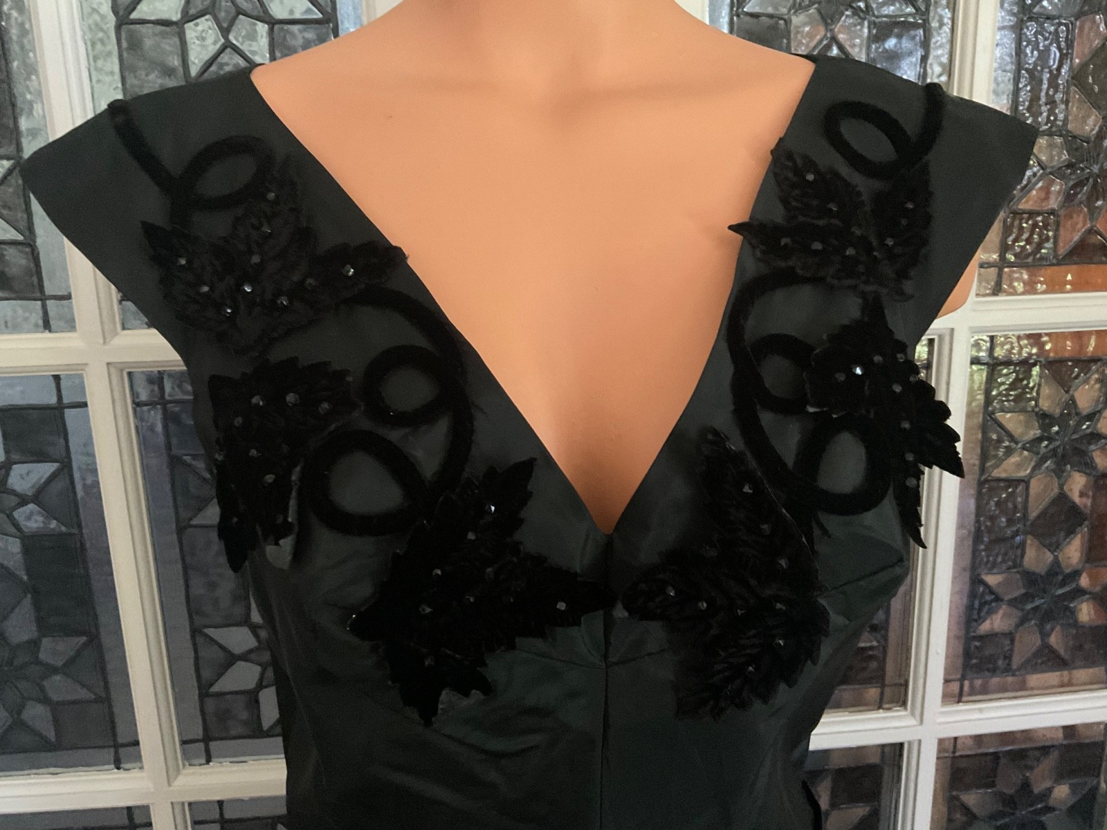 Vtg. Black Satin Taffeta Dress Whimsigoth Dark Fairycore Gothic Henry A Conder