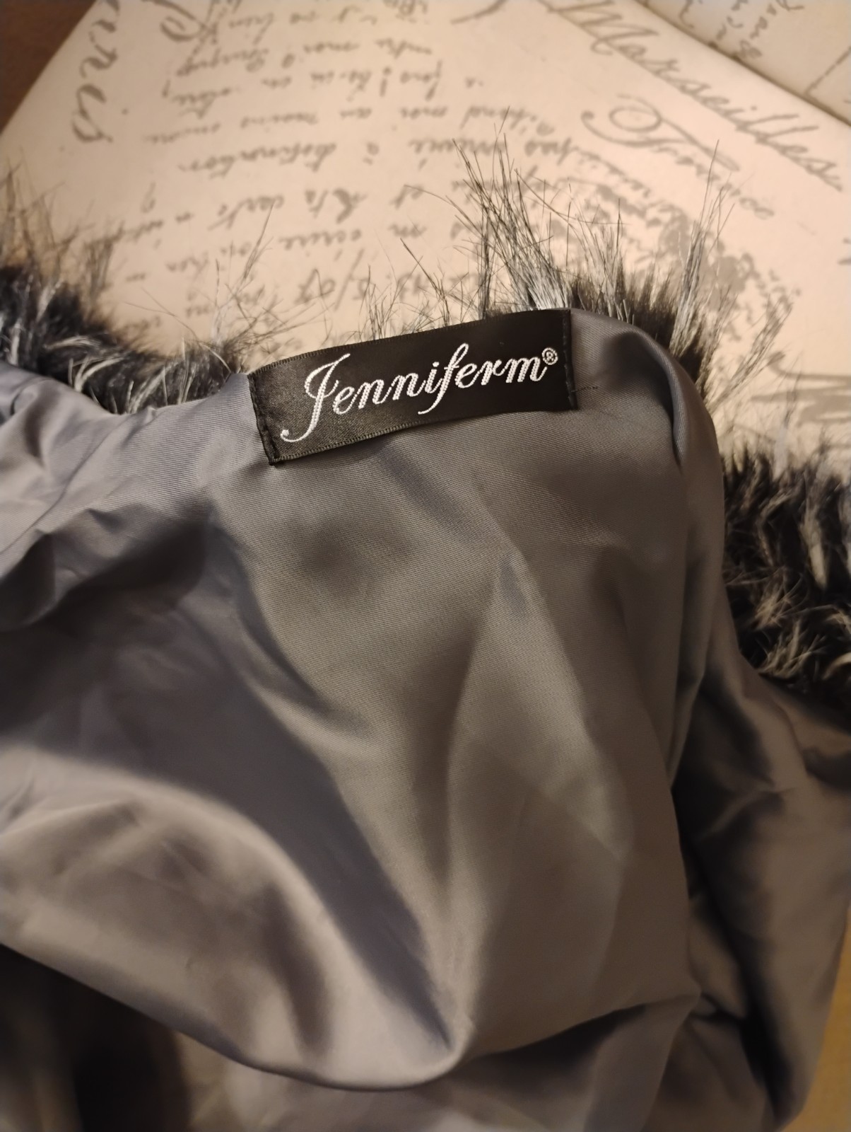 New-Faux Fur and Velveteen Gray and Black Cape. Fully Lined. Large to XL