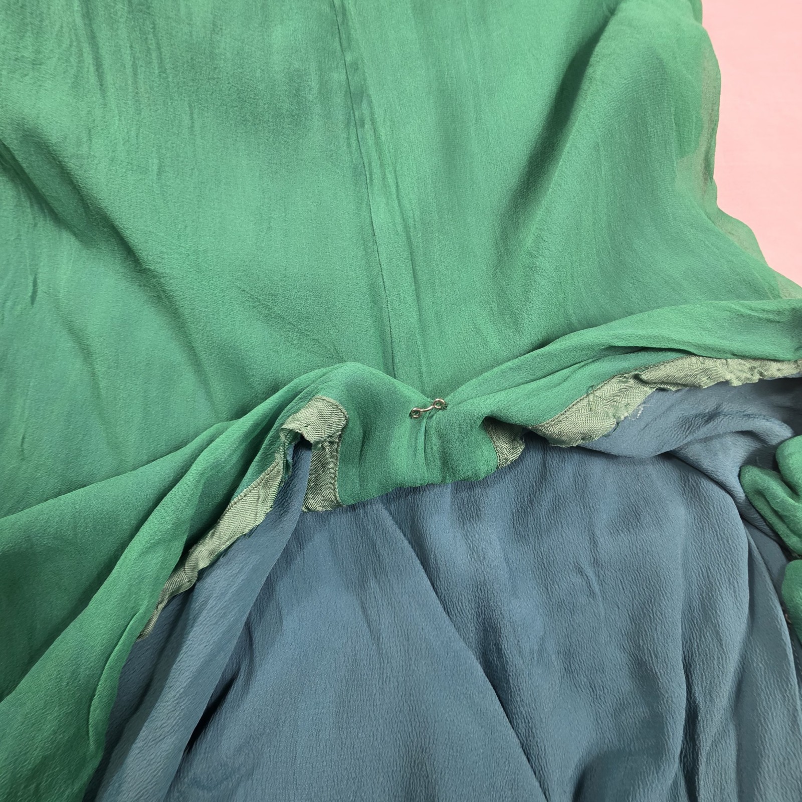 VTG John Doyle Bishop Seattle Beaded Silk Chiffon Gown Green Avant Garde Read