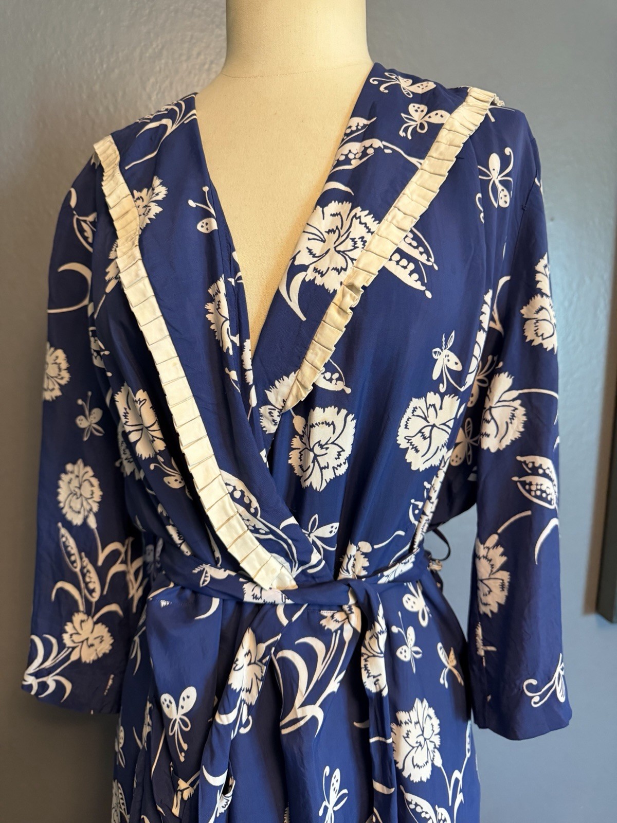 VTG 1940s Textron Novelty Print House Dress Robe, Xl