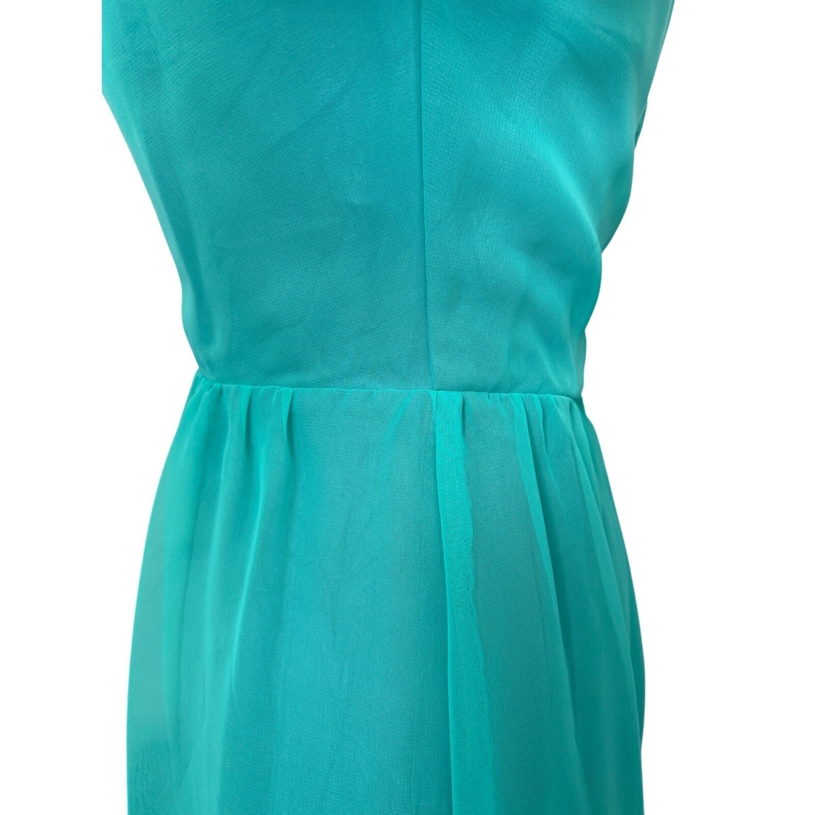 VTG House of Bianchi Gown Sz XS 0-2 Maxi Dress Empire Aqua Cottagecore Romantic