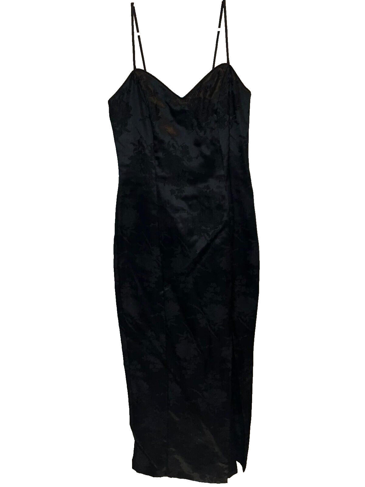 Vintage LA Glo Dress Women&rsquo;s Size 11/12 Black Floral Sleeveless Straps