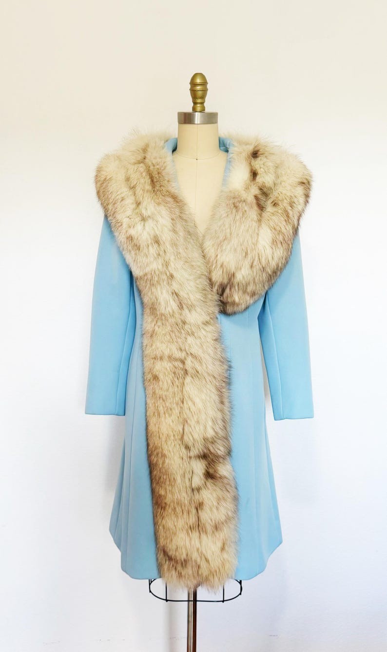 1960s Lilli Ann Coat / Princess Coat / Fox Trimmed Coat / Size Medium