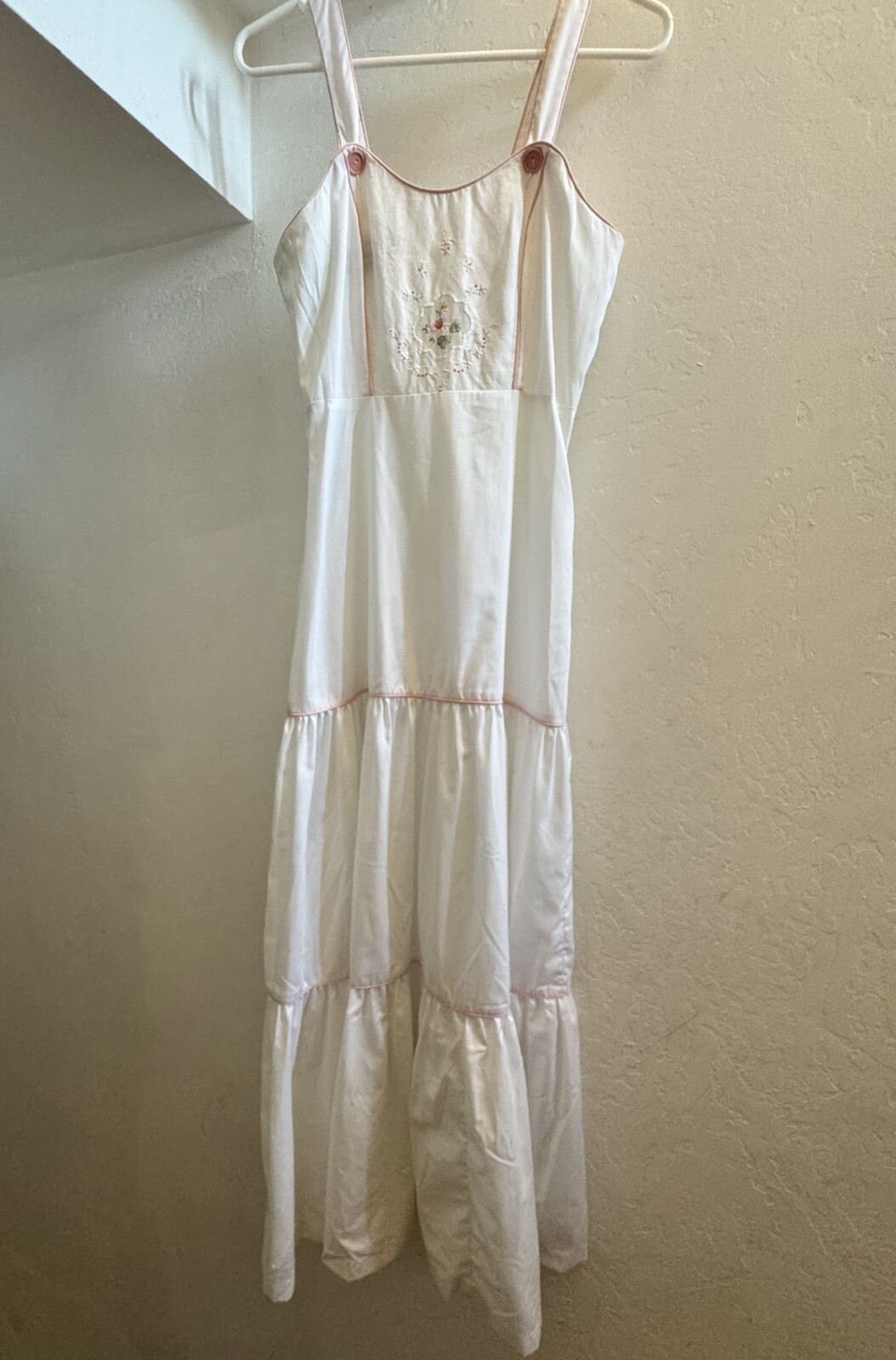 Young Edwardian By Arpeja Vintage Maxi Dress Sundress Sz 7 Prairie Embroidered
