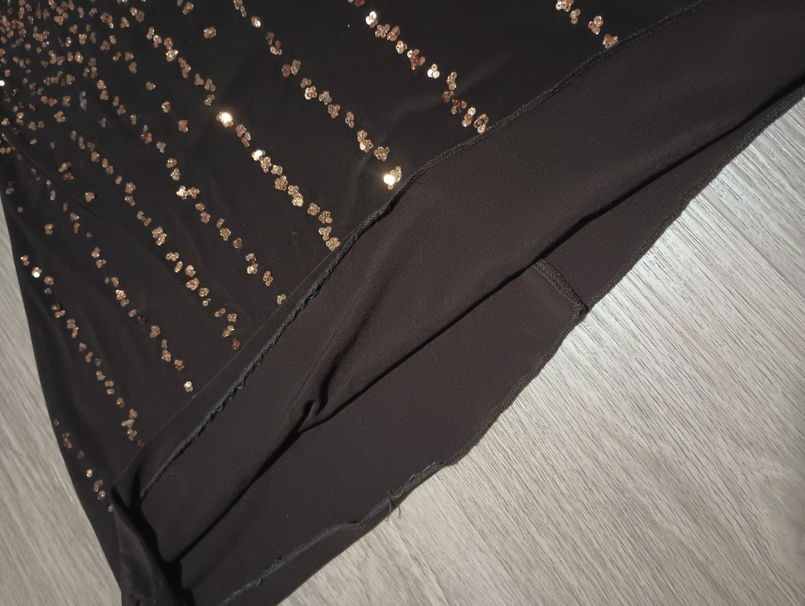 Vtg 90s Stretch Brown Sparkly Copper Sequin Strapless Asymmetric Tunic Top XS