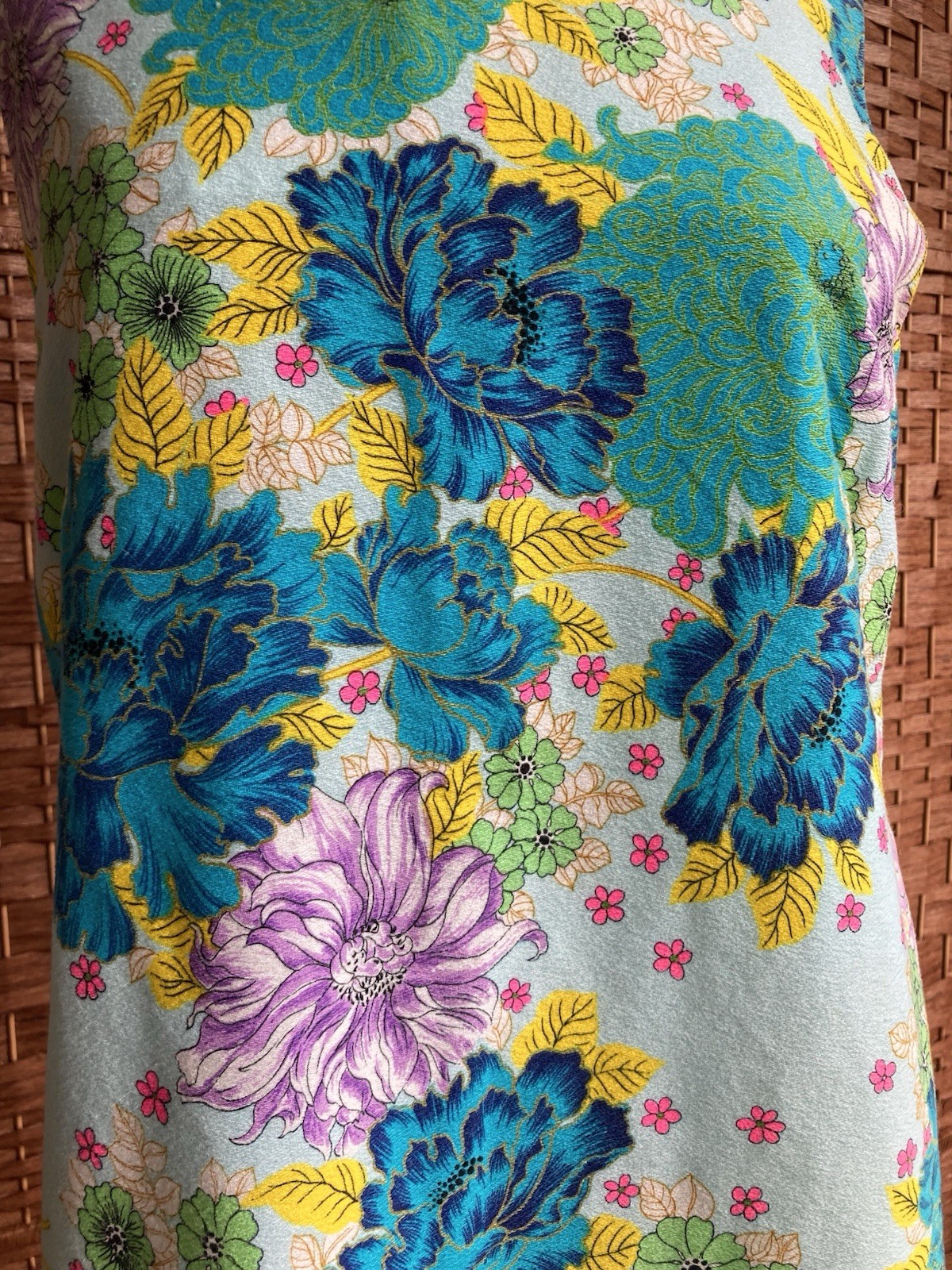 1960s Vibrant Flower Power Shift Dress, Bust 40in