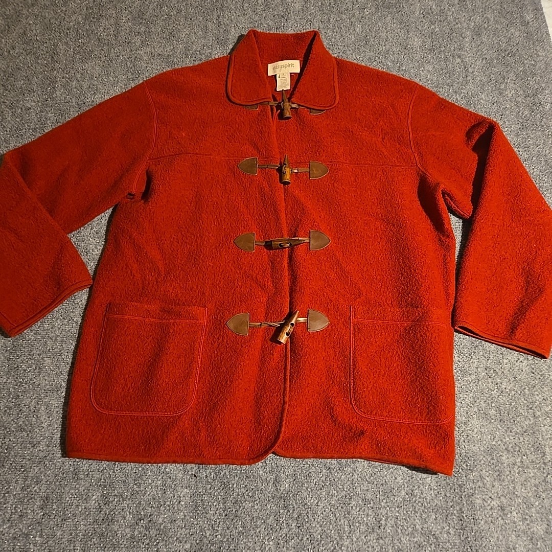 Vintage Easy Spirit 100%Wool Jacket Womens 3 Red Wood Toggle Loop Closures