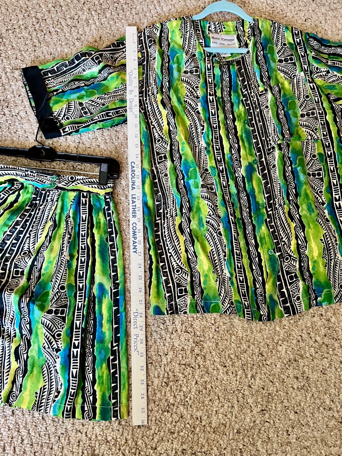 Vintage Geometric Shorts / Blouse 2pc ~ Silk Set ~ Hattie Carnegie ~ Size Small