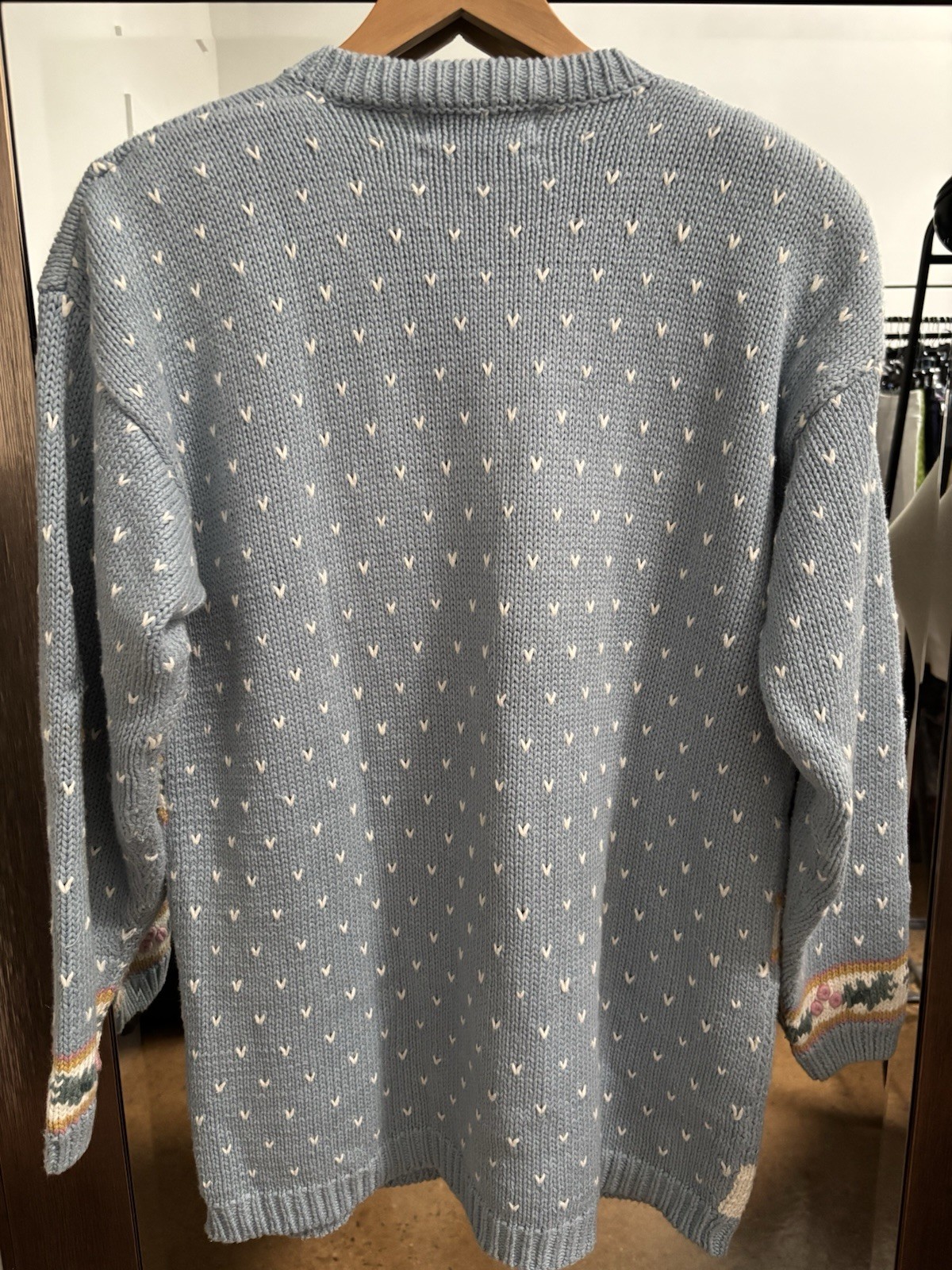 VTG 1990’s Signatures By Northern Isles Pastel Santa Cardigan Hand Knitted Sz M