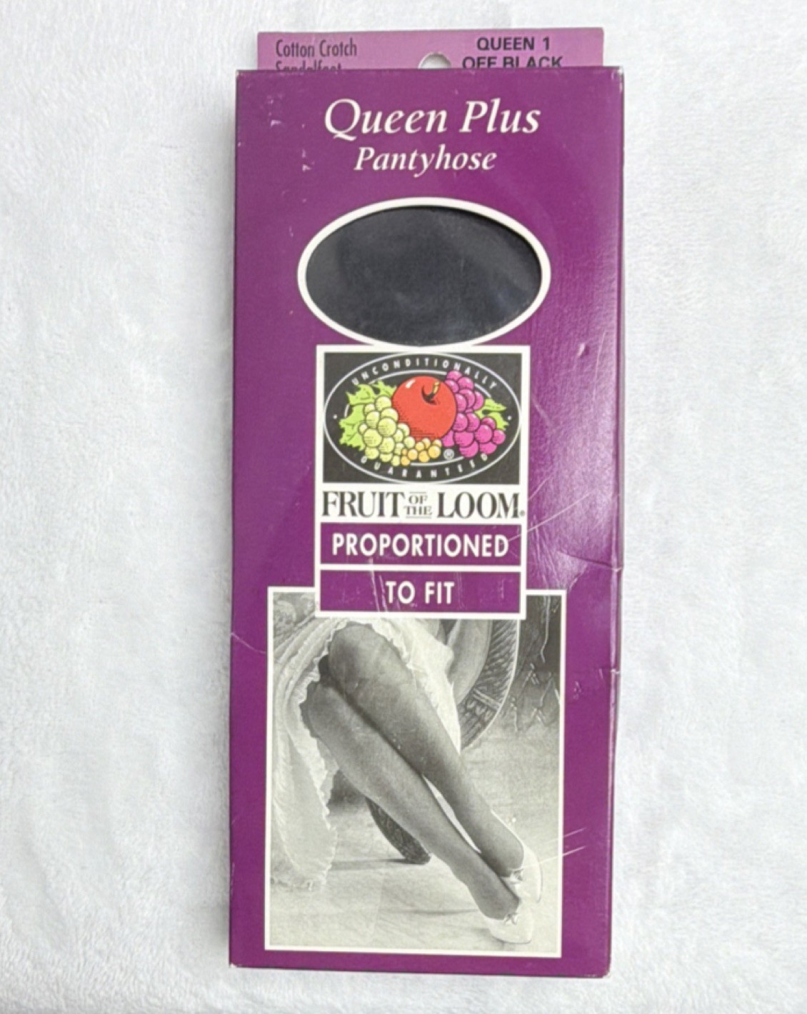90’s Fruit of the Loom Queen Plus Pantyhose Off Black 94% Nylon Spandex Cotton
