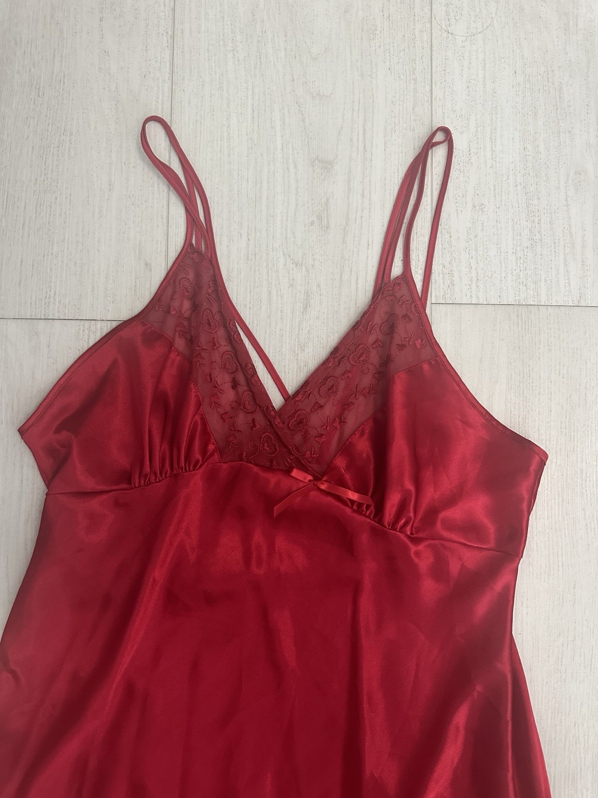 Vintage Gilligan O&rsquo;Malley Camisole Long Nightgown Lingerie Sz L – Red Side Slits