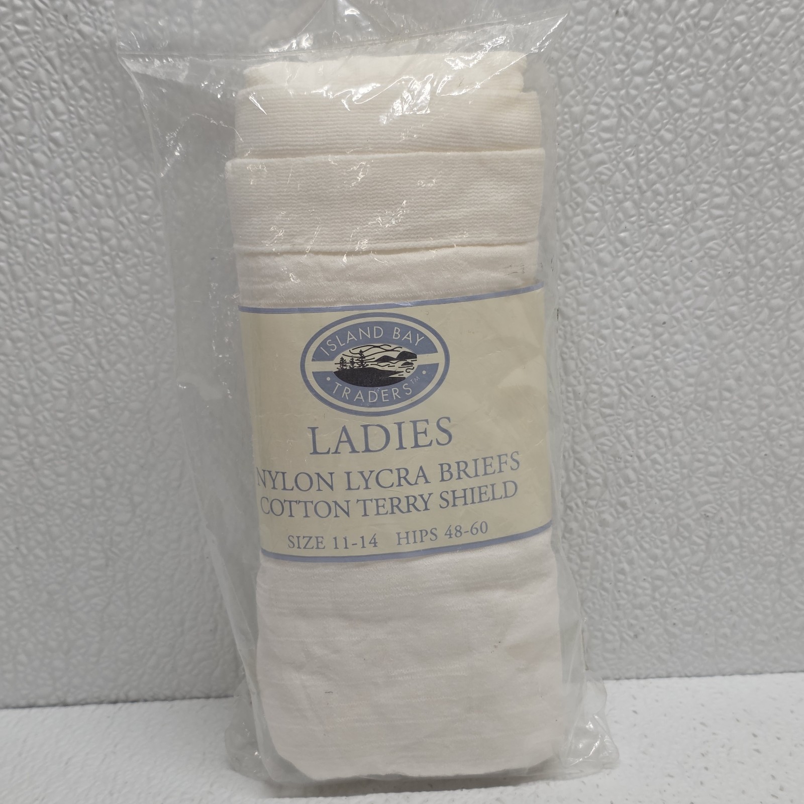 Vintage Island Bay Traders Ladies Nylon Lycra Cotton Terry Shield White Briefs