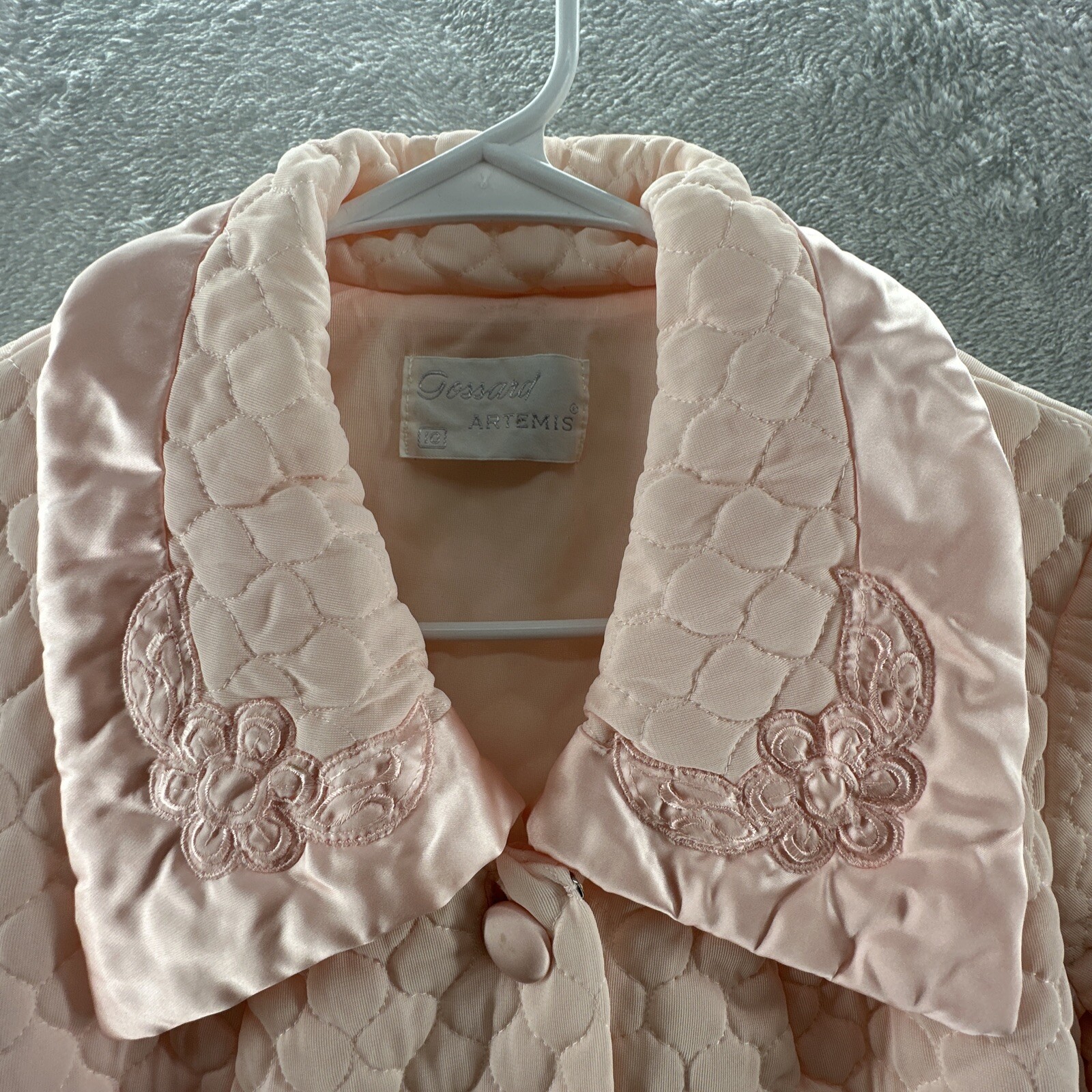 Vintage Gossard Artemis Jacket Housecoat Sz 10 Pink Quilted Button Down Bed Robe