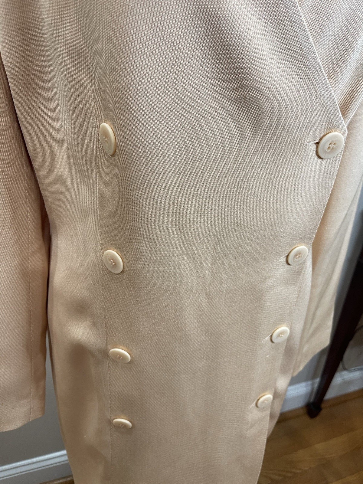 VTG Ann Taylor Double Breasted Blazer Dress Champagne Size 8-90s Minimalist