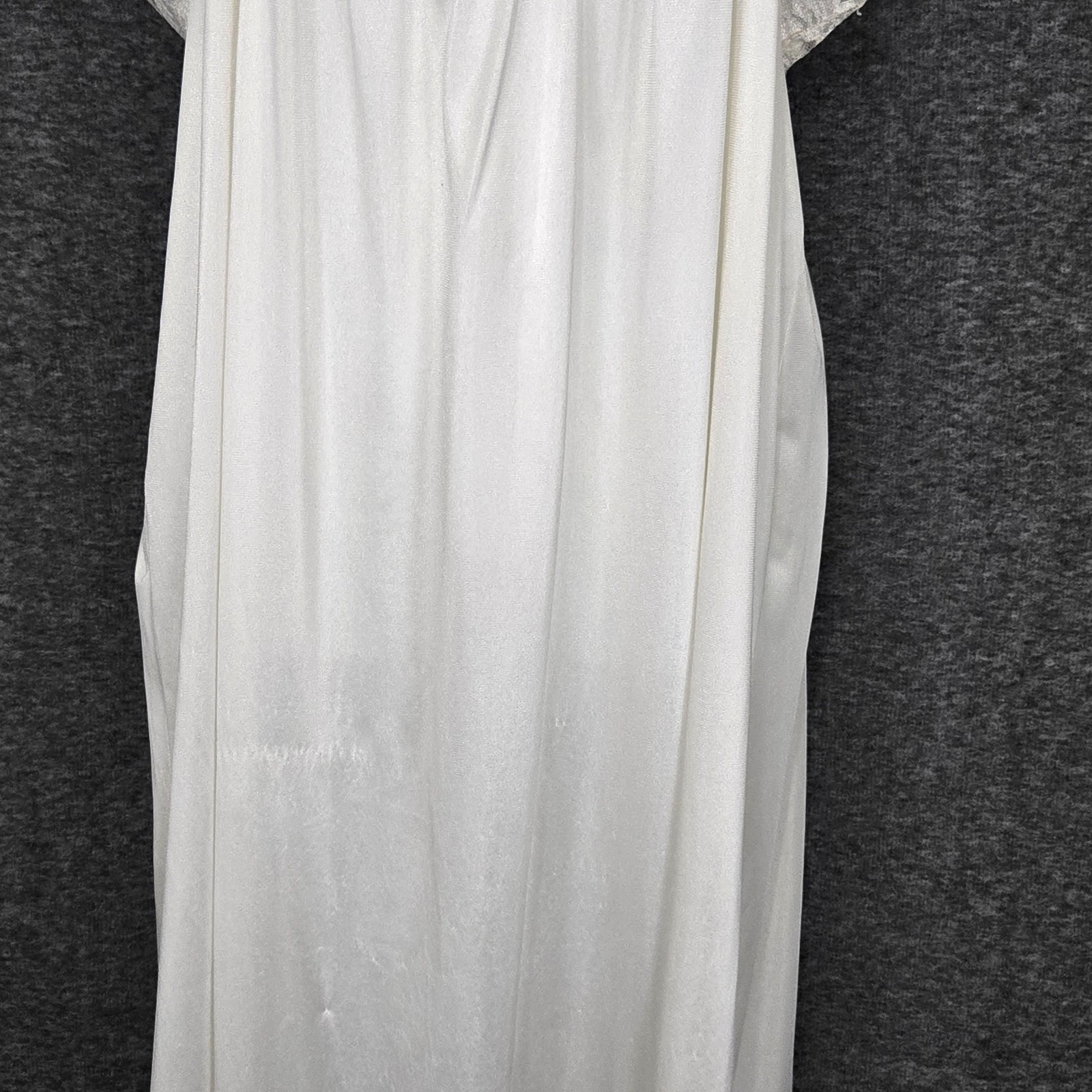 Cachet Sears Nightgown Womens Medium Ivory Lace Trim Nylon Slip USA Vintage