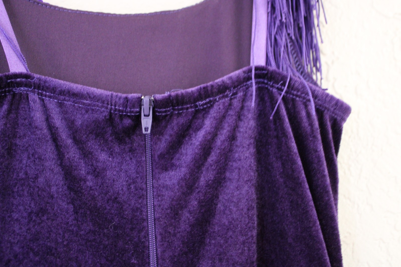 Purple half velvet 1/2 tassels dress Sz S Great for Flapper Dress party