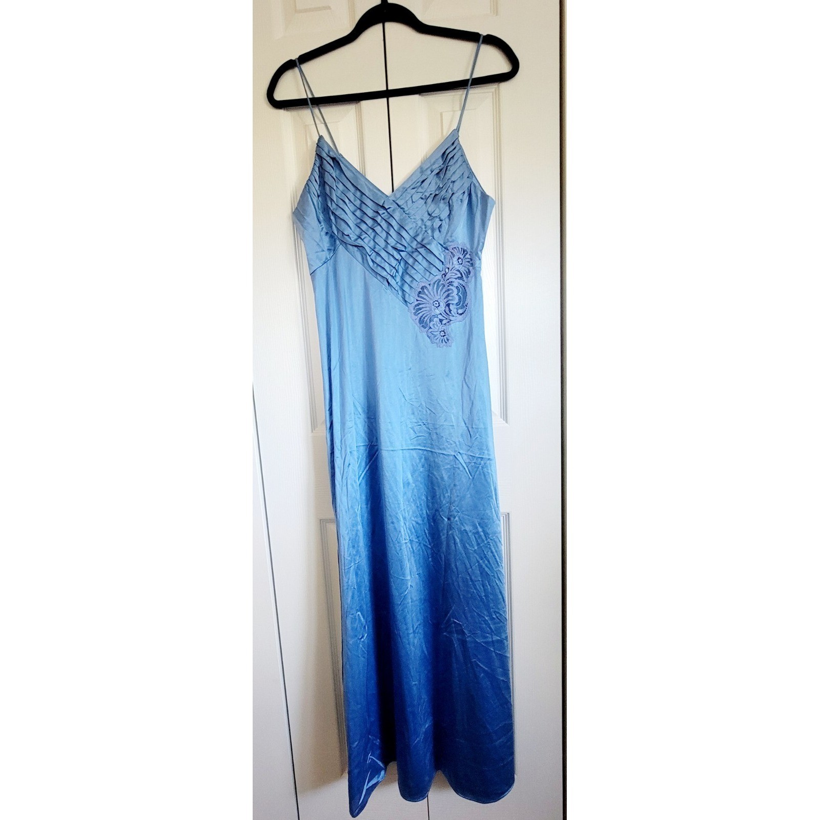 Lily Of France M Vintage 60&rsquo;s Long Nightgown Robe Blue Set Union Made USA Lace