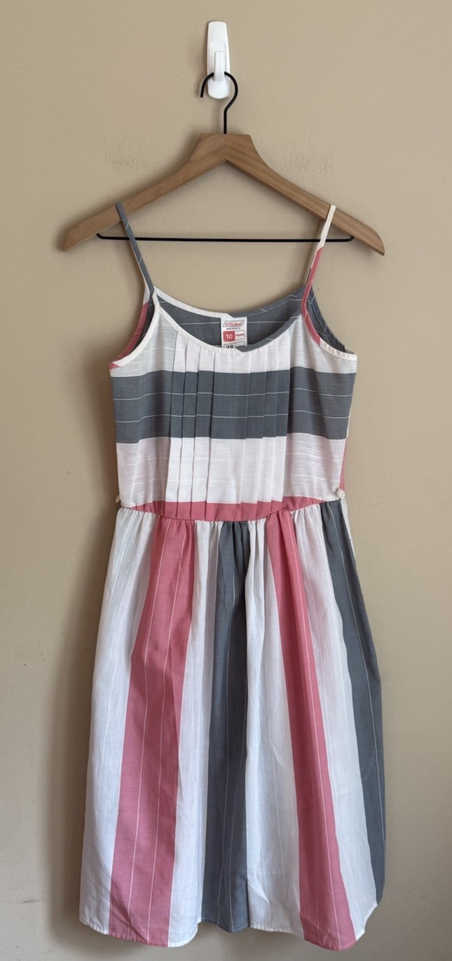 Vintage St Michael Dress Stripe Sundress 0 2 XS UK Pleated 1970s 1980s