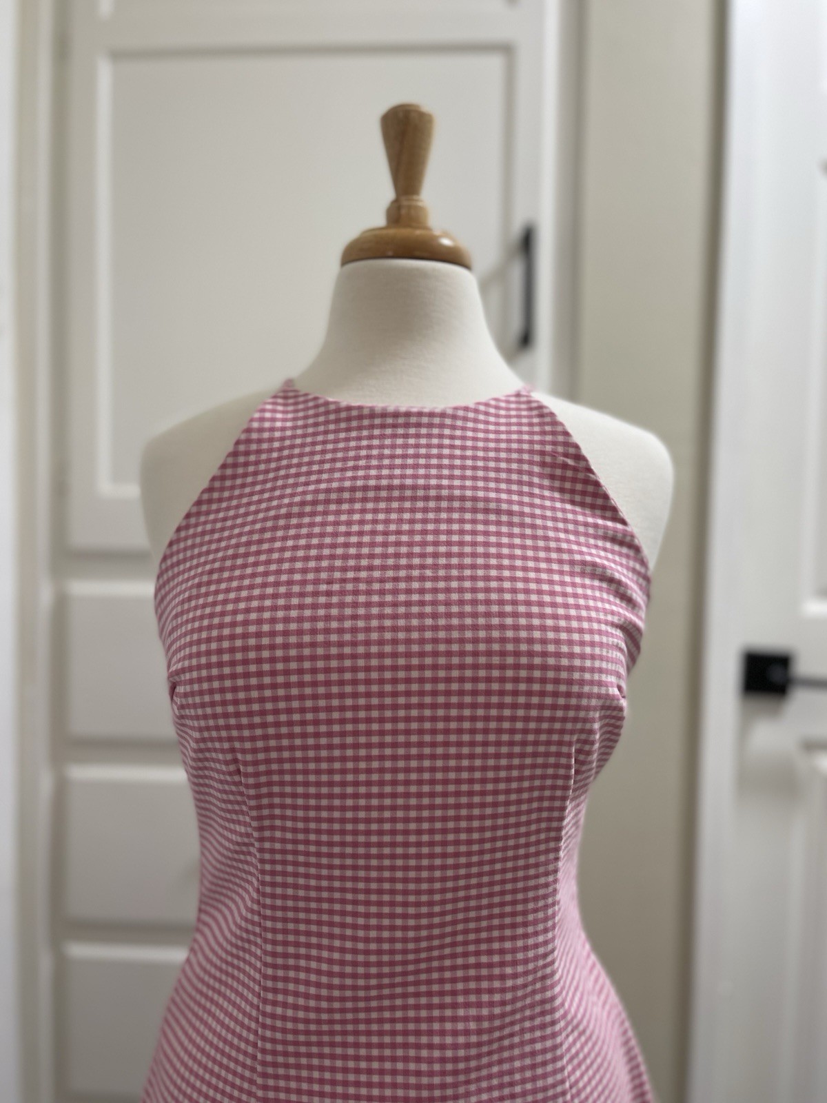 Vintage 90s California Concepts Gingham Sun Dress Size 7 Pink Y2K