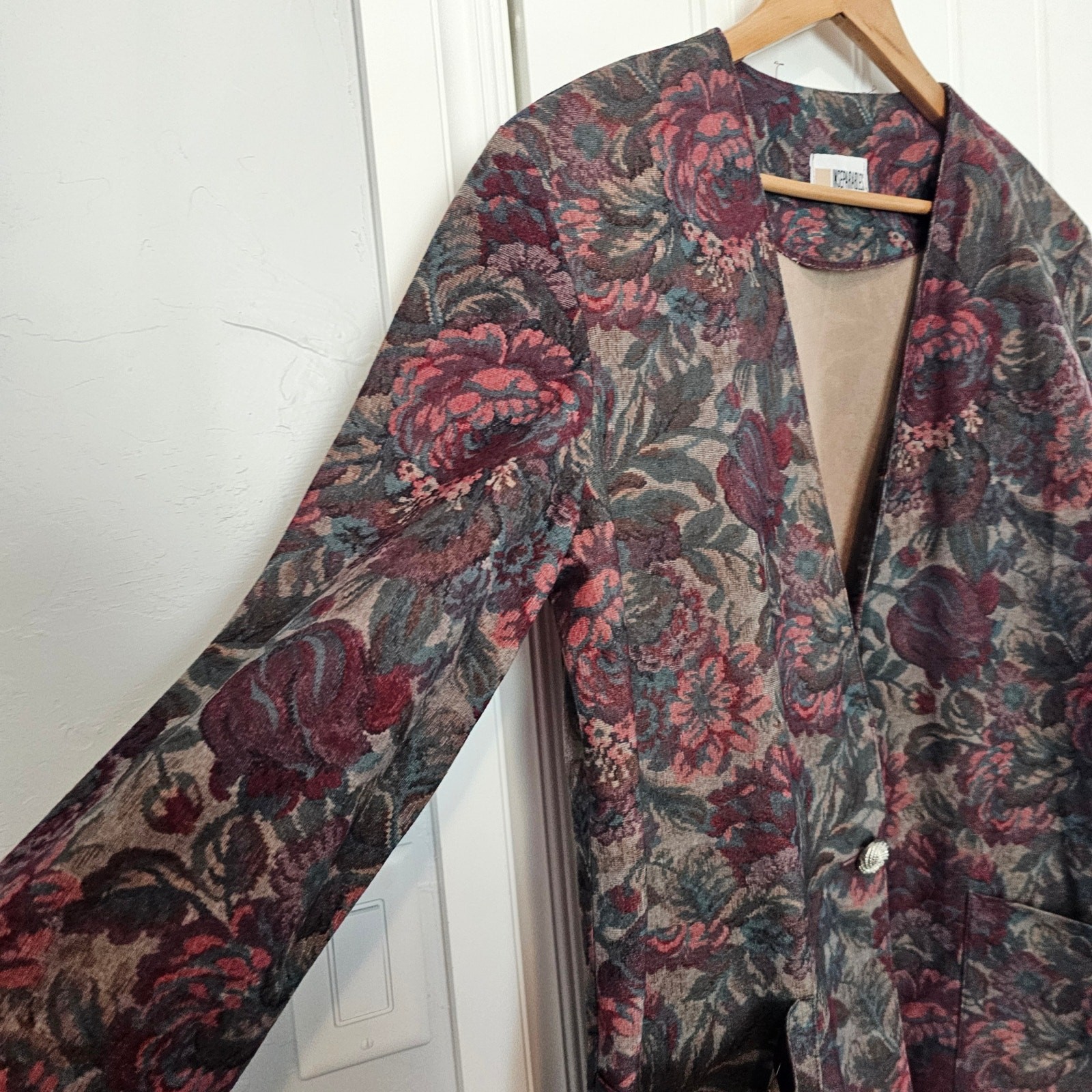 Vintage Floral Blazer Womens XL Purple Cottage Preppy 90s Whimsygoth Glam Retro