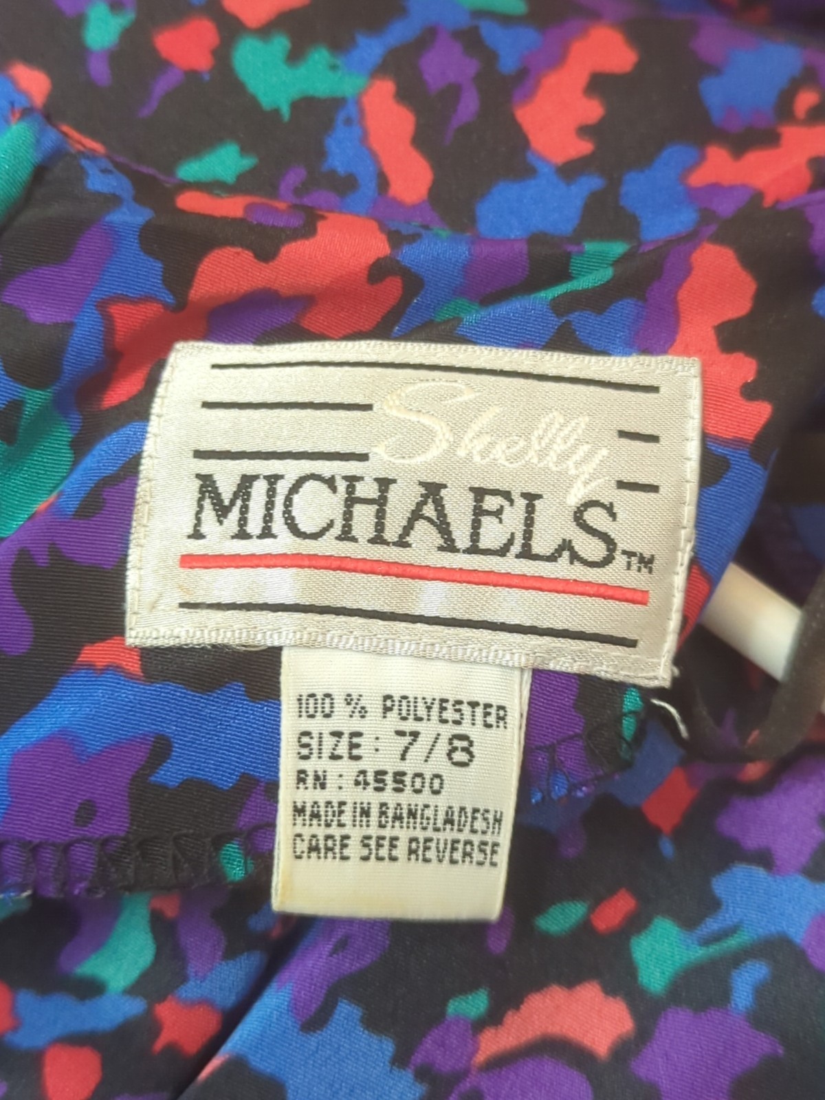 Shelly Michaels Vintage 1980&rsquo;s Colorful Dress Sz 7/8 Small, Fitted