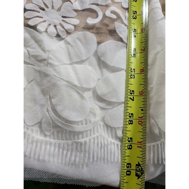 The Vintage Shop Nude White Floral Lace Tulle Dress Boho Deep V Back Size M