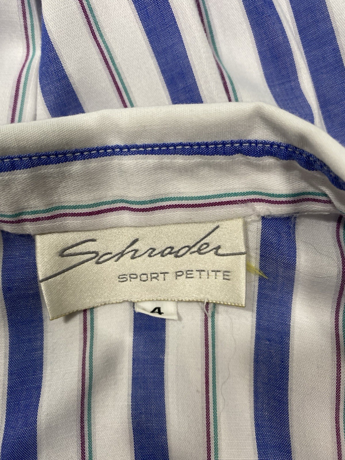 Vintage Dress SIZE XS 4 PETITE blue white classic stripe SCHRADER SPORT 70s 80s