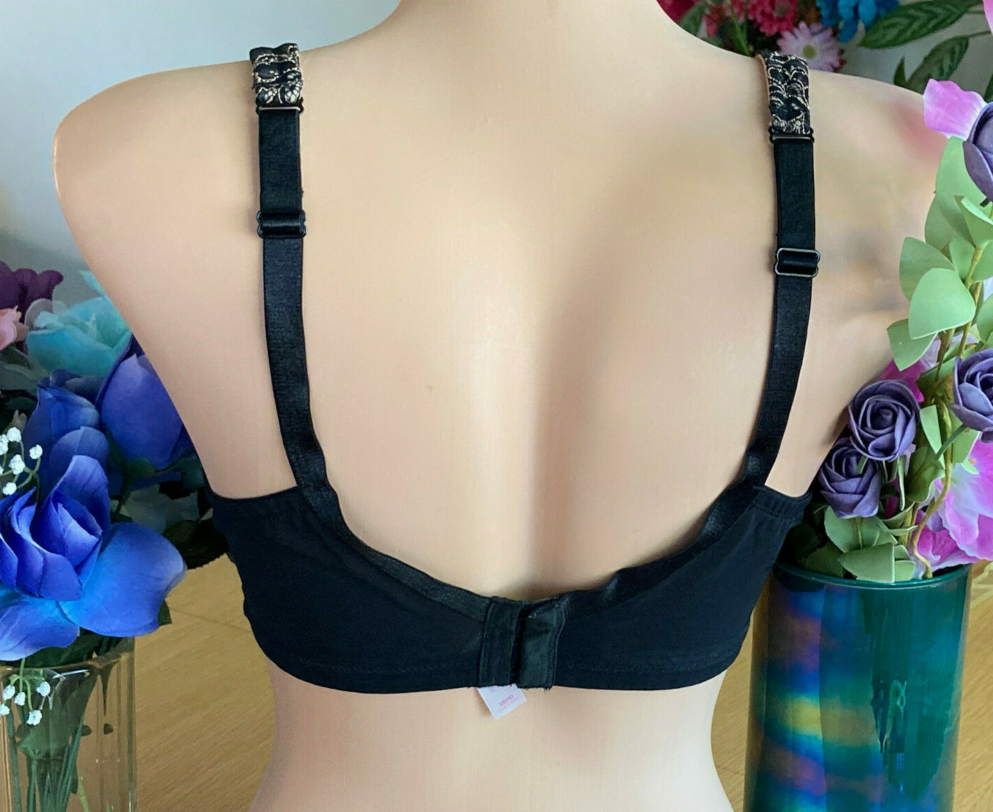 522 CACIQUE 38DD BLACK Lace Lined Wide Back Molded Cup Underwire Bra #70783