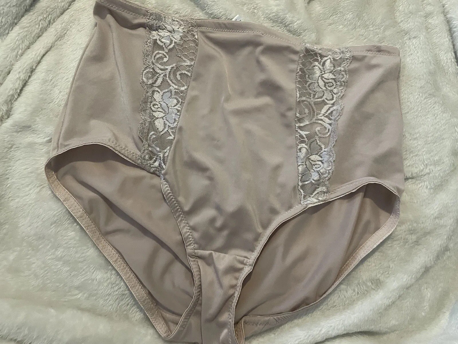 MARILYN MONROE PLUS 1X VNTAGE STRETCHY BEIGE SHAPER PANTY BRIEF~LACE TRIM~ 1X