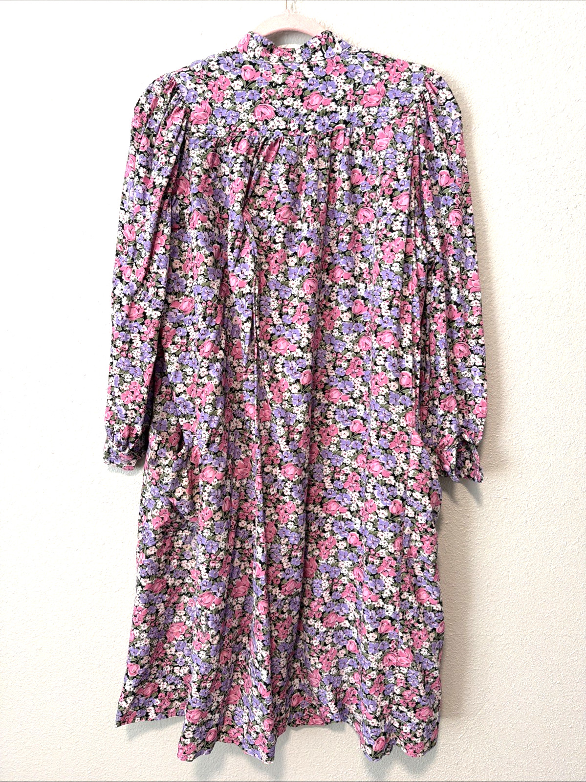 J. Jill LTD Floral Dress Women’s M Blue Pink Long Sleeve Midi Cottagecore