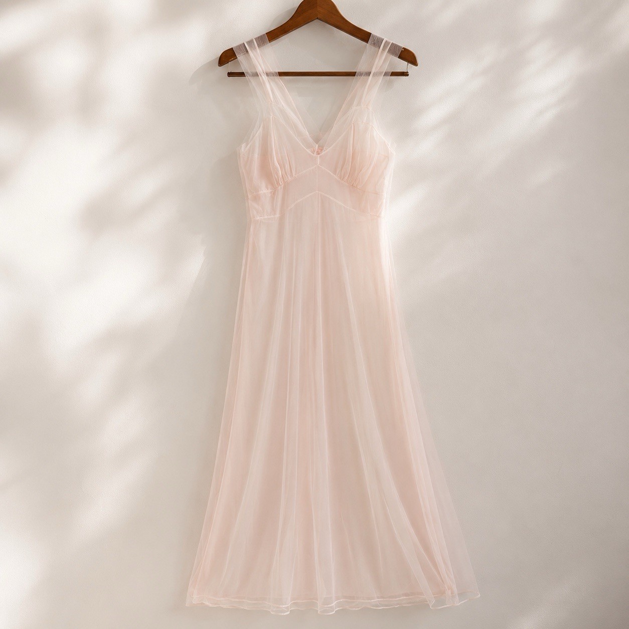 Vintage Cover Model 34 Pink Sheer Nylon Long Nightgown 1960s Lingerie