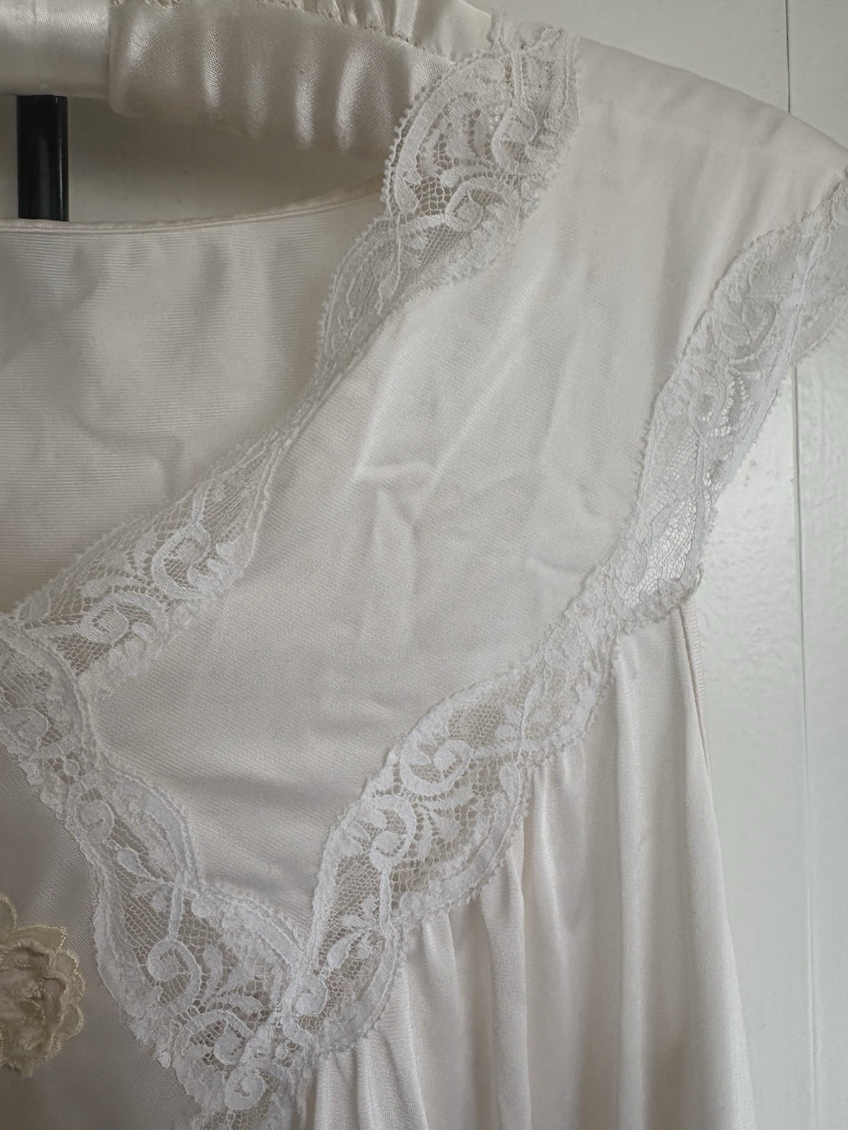 VTG Shadowline Peignoir Set Negligee Lace Light Blush Small Med 2 Pc Gown Robe