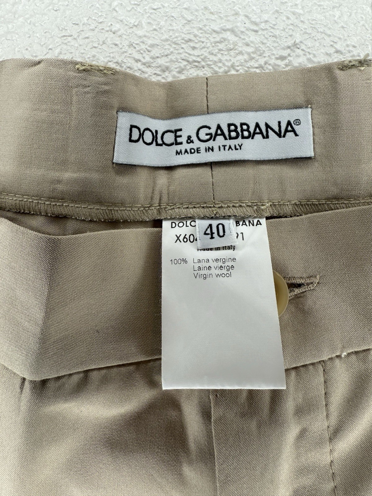 VTG Dolce & Gabbana Beige Virgin Wool Dress Pants IT 40 US 0/2 Italy D&G