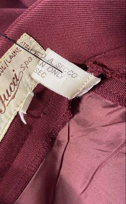 Vintage 90s Gucci Women&rsquo;s Burgundy Pleated 100% Wool Trousers Pants Sz IT 38