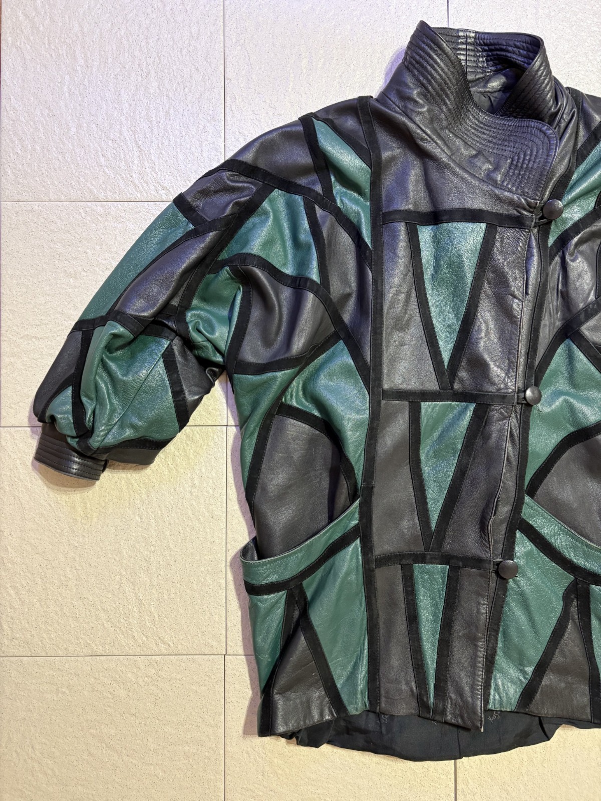 Rare Vintage Yves Saint Laurent Patchwork Leather Batwing Jacket 80s YSL Paris